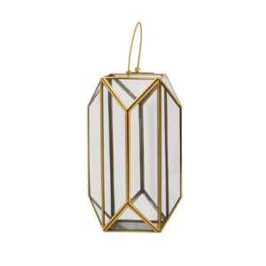 gold geometric glass lantern